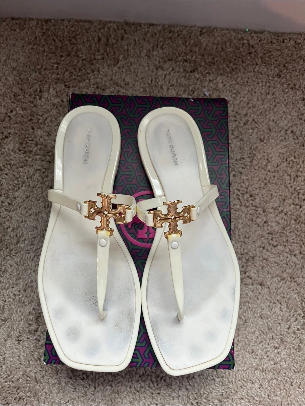Tory Burch Ivory/Gold Roxanne Jelly sandals